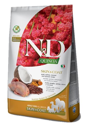 Farmina (Фармина) N&D Quinoa Skin&Coat Adult Medium & Maxi - Беззерновой Сухой корм для взрослых собак при пищевой аллергии с перепелом, киноа, кокос и куркума