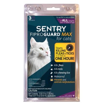 Sentry (Сентри) FiproGuard max - Капли от блох, клещей и вшей для кошек c 12 недель