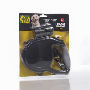 ZooMax (Зоомакс) - поводок-рулетка для собак весом до 50 кг, лента, 8 м ( с контейнером для пакетов)