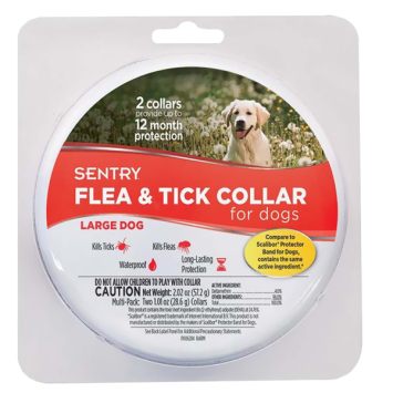 Sentry (Сентри) Flea&Tick Large - Ошейник от блох и клещей для собак крупных пород, 6 месяцев защиты, 2 шт.