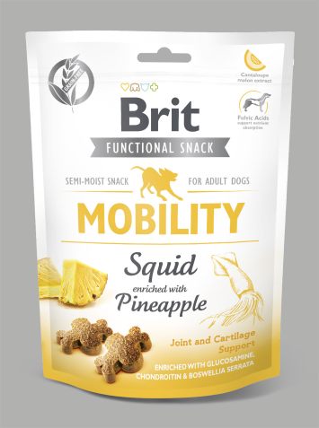 Brit Care Dog Functional Snack Mobility Squid Функциональное лакомство для собак с кальмаром и ананасом для поддержания суставов и хрящей
