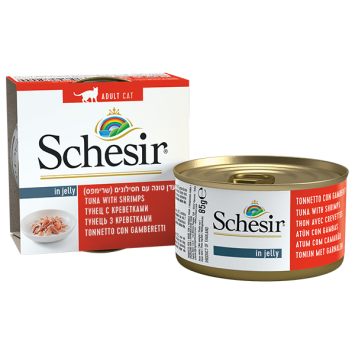 Schesir (Шезир) Tuna Prawns -Влажный корм для кошек тунец с креветками, банка