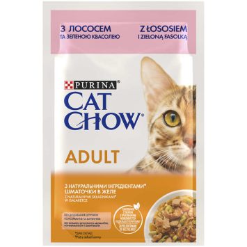 Cat Chow (Кэт Чау) Adult Консервы для взрослых кошек с лососем и зеленой фасолью в желе