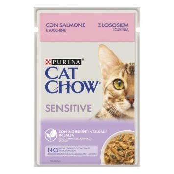 Cat Chow (Кэт Чау) Sensitive Консервы для взрослых кошек с чувствительным пищеварением с лососем и цуккини+