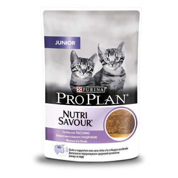 Purina Pro Plan Nutrisavour  (пауч) Консервы для котят кусочки в паштете с индейкой