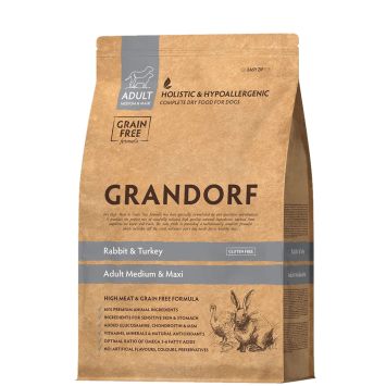 Grandorf (Грандорф) Rabbit & Turkey Adult Medium & Maxi Breeds - Сухой корм для взрослых собак средних и крупных пород с кролик и индейкой