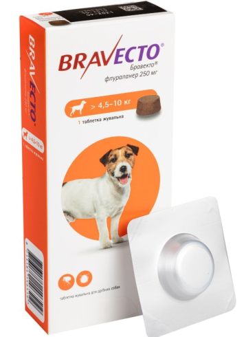 Bravecto (Бравекто) S Жевательная таблетка от блох и клещей для собак 4,5-10 кг (1 таблетка)