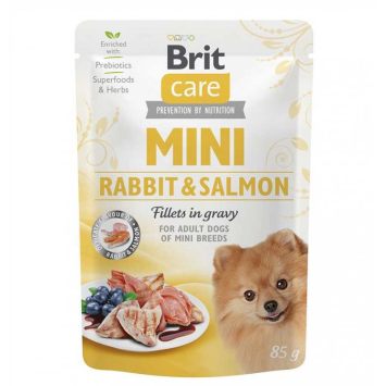Brit Care (Брит Кеа) Mini Adult - консервы для собак мелких пород (филе кролика и лосося в соусе)