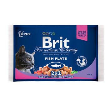 Brit Premium Влажный корм Ассорти Рыбная тарелка (пауч)