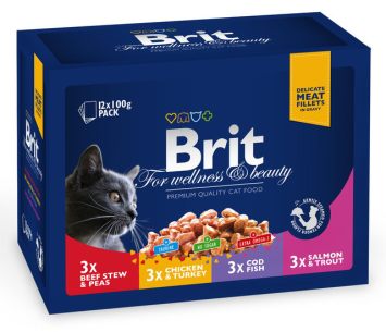 Brit Premium Влажный корм Ассорти Семейная тарелка 4 вкуса (пауч)