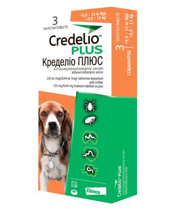 Credelio (Кределио) Plus - Жевательные таблетки от внутренних и внешних паразитов для собак от 5,5 до 11 кг