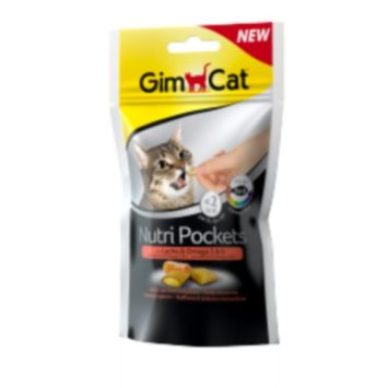 GimCat (Джимкет) Nutri Pockets Подушечки для кошек, с лососем + омега 3 и 6