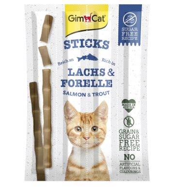GimСat (ДжимКет) Sticks - лакомство для кошек с лососем и форелью 4 шт.