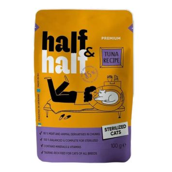 Half&Half (Халф энд Халф) Влажный корм для стерилизованных кошек, кусочки с тунцом в соусе