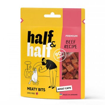 Half&Half (Халф энд Халф) Premium Beef лакомства для кошек мясные кубики с говядиной
