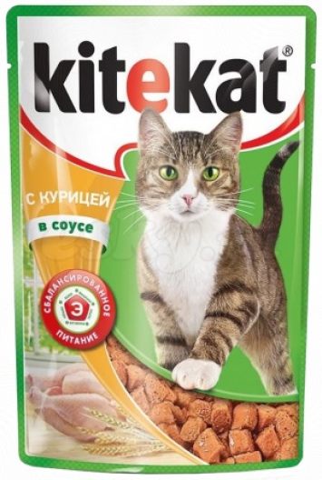 Kitekat (Китикет) для кошек с курицей в соусе (пауч)