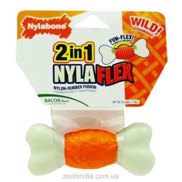 Nylabone NylaFlex Bone Нилабон Нилафлекс Бон игрушка кость для собак с умеренным стилем грызения, вкус бекона, нейлон-резина
