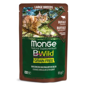 Monge (Монж) BWild Grain Free Wet Buffalo Large Breeds - Влажный беззерновой корм для кошек крупных пород, мясо буйвола и овощи