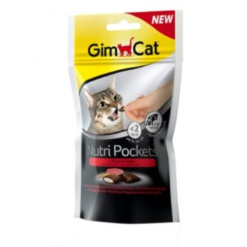 ДУБЛЬ Gimcat (Джимпет) NutriPockets Подушечки с говядиной и солодом