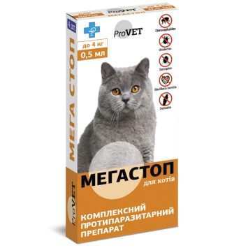 ProVET (ПроВет) Мега Стоп Капли против эктопаразитов для кошек до 4 кг