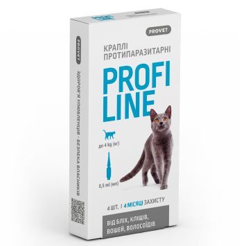ProVET (ПроВет) ПрофиЛайн Капли от блох и клещей для кошек до 4 кг (инсектоакарицид)