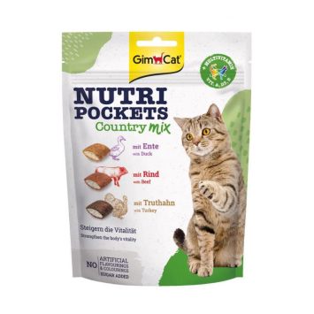 GimCat (ДжимКэт) Nutri Pockets Country Mix - Лакомства Кантри микс с уткой, говядиной и индейкой для котов