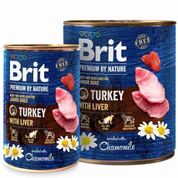 Brit Premium by Nature Turkey with Liver - Консервированный корм с индейкой и индюшиной печенью для молодых собак (паштет)