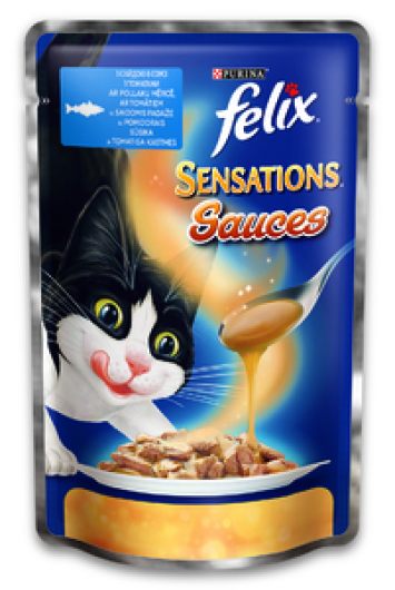 Felix (Феликс) Fantastic Sensations аппетитные кусочки с сайдой и томатами в соусе (пауч)