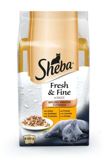 Sheba (Шеба) Fresh &Fine - Набор влажного корма с курицей, индейкой и домашней птицей для котов  в соусе, паучи