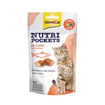 GimCat (ДжимКэт) Nutri Pockets - Подушечки с лососем, Омега-3 и Омега-6 для котов