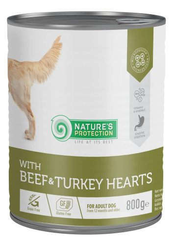 Nature's Protection (Нейчерс Протекшн) with Beef &Turkey Hearts – Влажный корм для взрослых собак (говядина/индюшиные сердца)