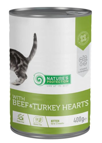 Nature's Protection (Нейчерс Протекшн) Kitten with Beef &Turkey hearts – Консервированный корм для котят (говядина/индюшиные сердца)