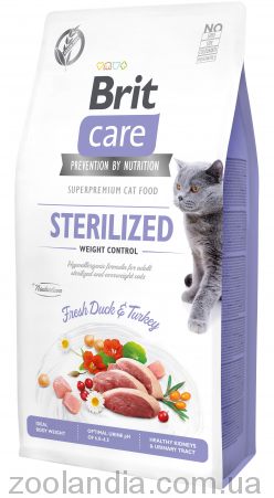 Brit Care (Брит Кеа) Grain Free Sterilized Weight Control - Беззерновой корм для стерилизованных кошек с избыточным весом (утка/индейка)