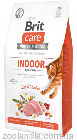 Brit Care (Брит Кеа) Grain Free Indoor Anti-Stress - Беззерновой корм для котов, живущих в помещении (курица)