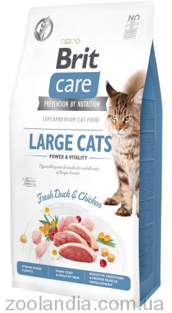 Brit Care (Брит Кеа) Grain Free Large Cats Power & Vitality - Беззерновой корм для взрослых кошек крупных пород (курица/утка)