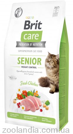 Brit Care (Брит Кеа) Grain Free Senior Weight Control - Беззерновой корм для котов старше 7 лет (курица)