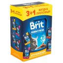 Brit Premium (Брит Премиум) Chunks Delicate Meat in Gravy - Влажный корм для котов Мясные кусочки в соусе набор 3+1