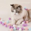 Игрушки для кошек плюшевые цветные мячики