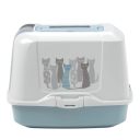 Moderna Trendy Cat Maasai Модерна Тренди Кет закрытый туалет для котов c угольным фильтром и совком, голубой, дизайн Масаи, 50х39х37 см