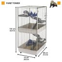 Ferplast (Ферпласт) Cage Furet Tower Gray - Клетка для хорьков на колесах, 75x80x161 см (серый металл)