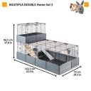 Ferplast (Ферпласт) Cage Multipla Double Black модульная клетка для средних грызунов, 107,5x72x96,5 см (черный металл)