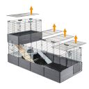 Ferplast (Ферпласт) Cage Multipla Double Black модульная клетка для средних грызунов, 107,5x72x96,5 см (черный металл)