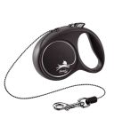 Flexi Black Design XS - поводок-рулетка для кошек и собак весом до 8 кг, трос, 3 м