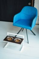 Harley & Cho (Харли энд Чо) Brown Lift Wood + White миски на подставке c регулируемой высотой для собак