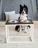 Harley & Cho (Харли энд Чо) Dinner Brown wood + White миски на подставке для собак