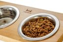 Harley & Cho (Харли энд Чо) Lunch Bar Natural wood + White Миска двойная на подставке для кошек и собак