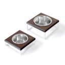 Harley & Cho (Харли энд Чо) Lunch Bar Brown wood + White одинарная миска на подставке для кошек и собак