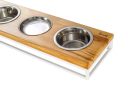 Harley & Cho (Харли энд Чо) Lunch Bar Natural wood + White миска тройная на подставке для собак и кошек