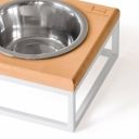 Harley & Cho (Харли энд Чо) Lunch Bar Natural wood + White одинарная миска на подставке для кошек и собак