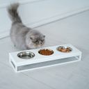 Harley & Cho (Харли энд Чо) Lunch Bar White wood + White миска тройная на подставке для собак и кошек